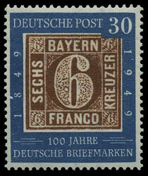 30 Pf. 100 J. Briefmarken 1949, postfrisches Kabinettstück mit dem ...